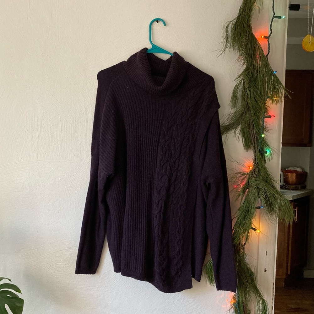 Dark Purple Turtleneck Sweater